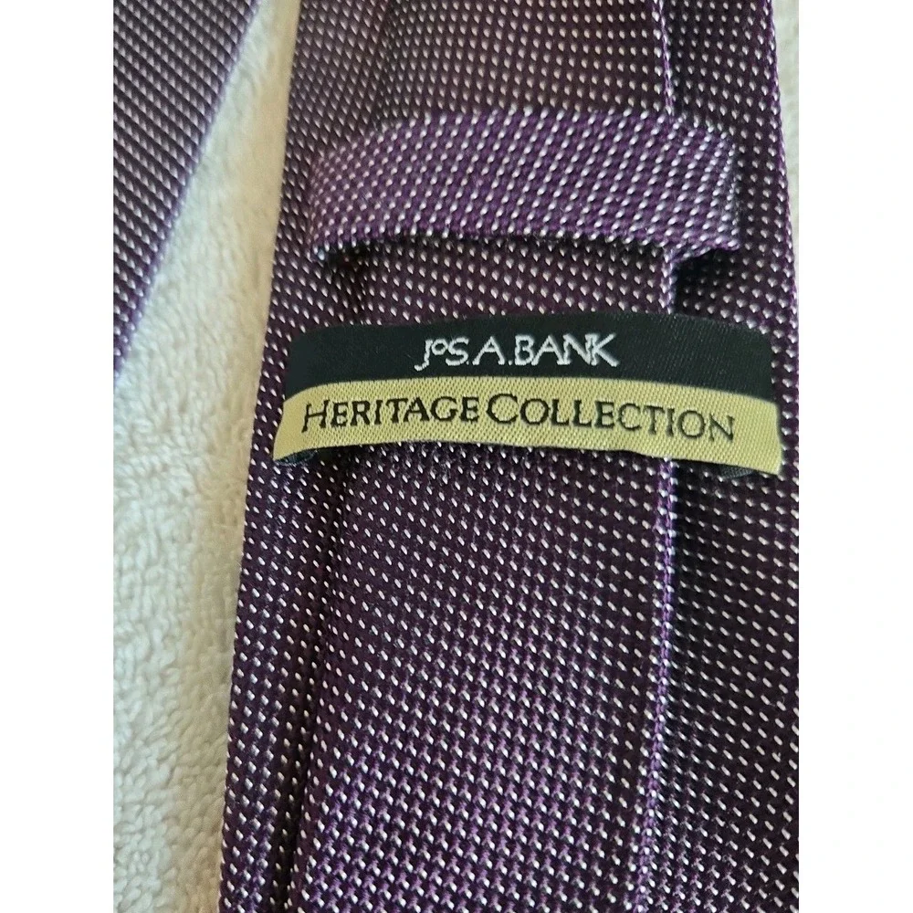Jos‎ A Banks Mens 100% Silk Tie Plum, Beige Heritage Collection.